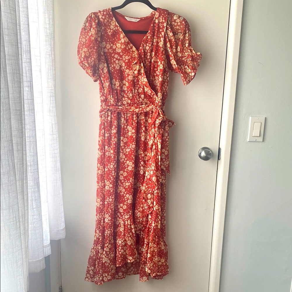Floral Ruffled Wrap Dress
